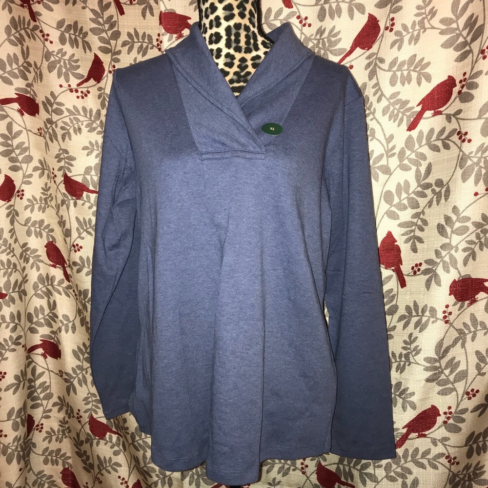 Womens XL LL Bean heather blue shawl style shirt